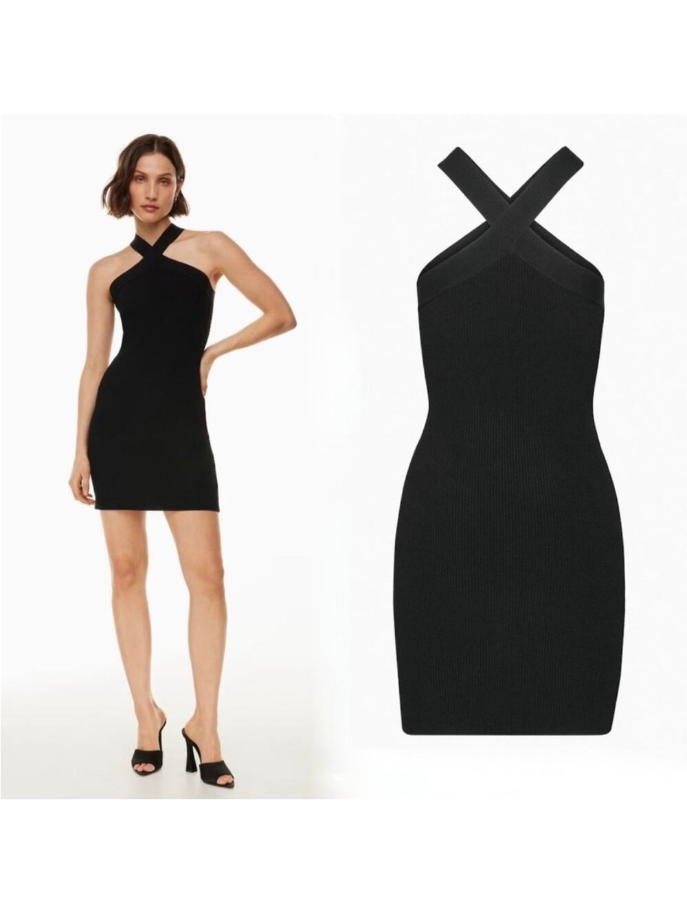 Babaton Sculpt Ribbed Bodycon Mini Dress Size Small Black